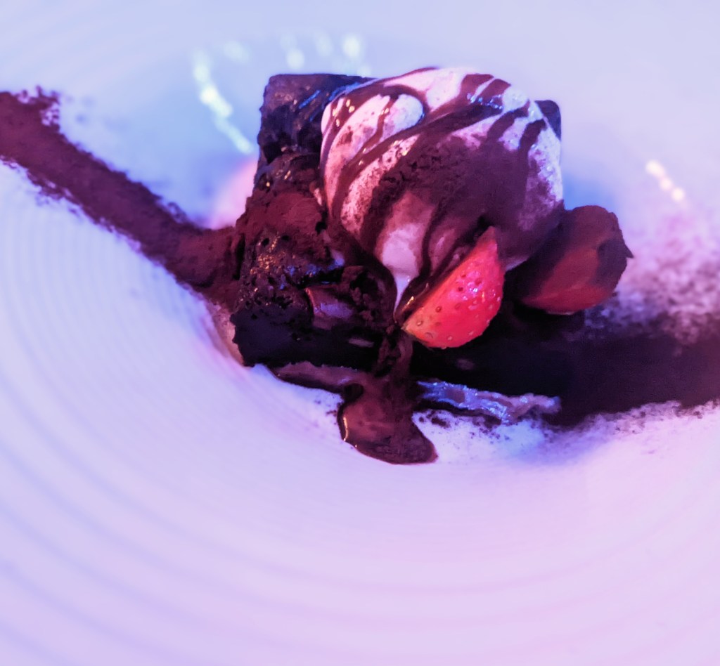 warm chocolate brownie at The Oxford Place in Leeds